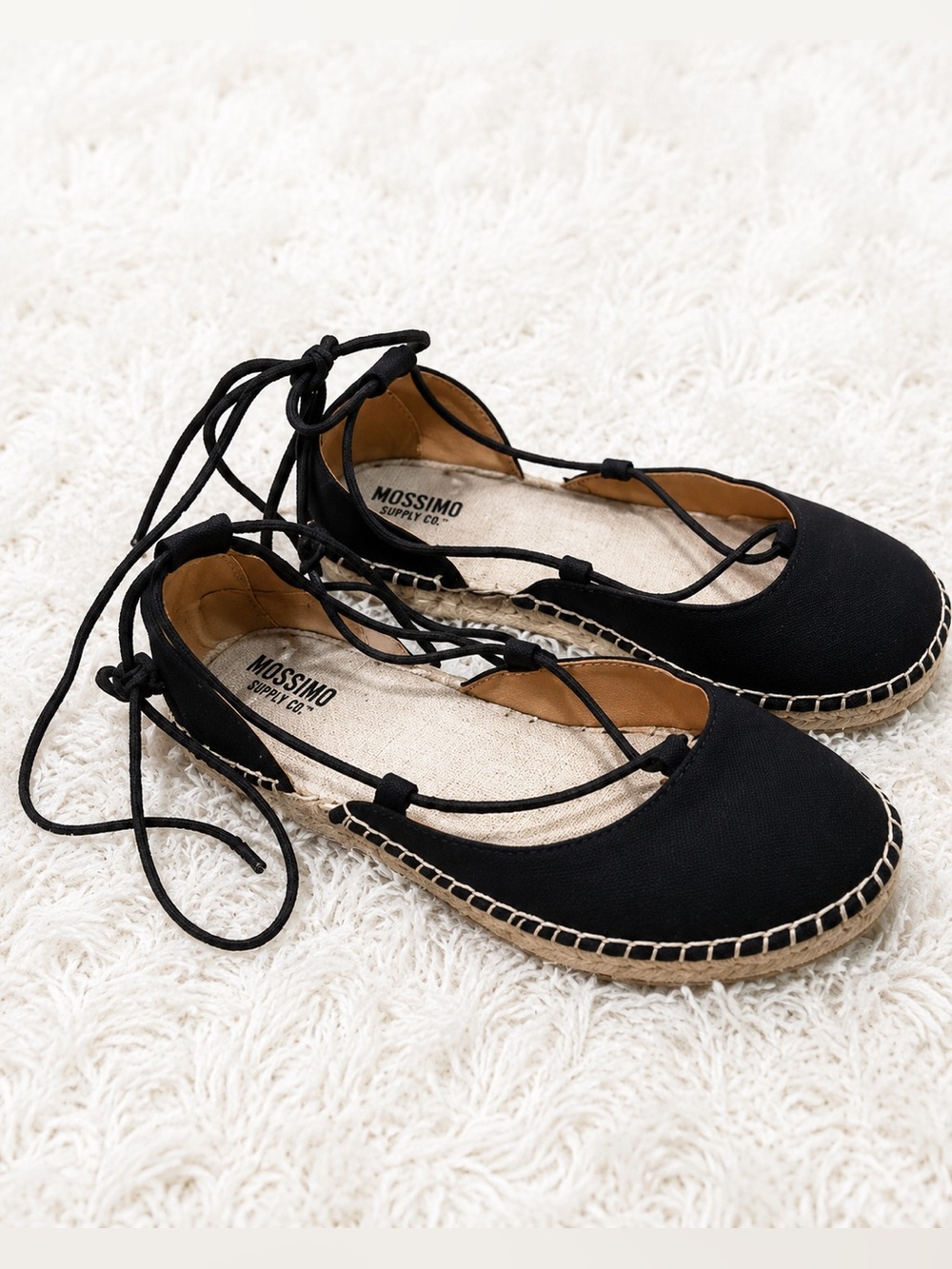 Lace up woven flats! Size 7 Mossimo Supply Co. color Black tried on never worn